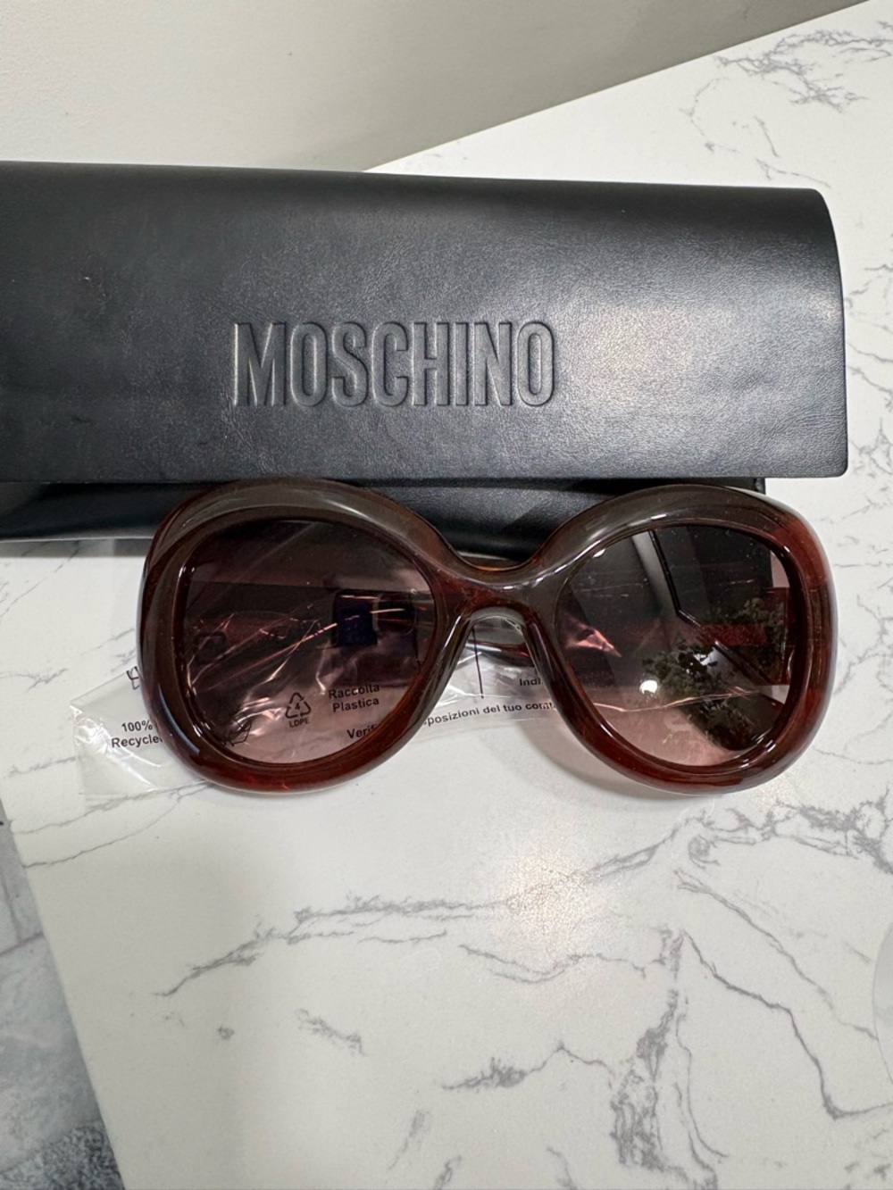 Moschino Brown Gradient Oversized Round Sunglasses